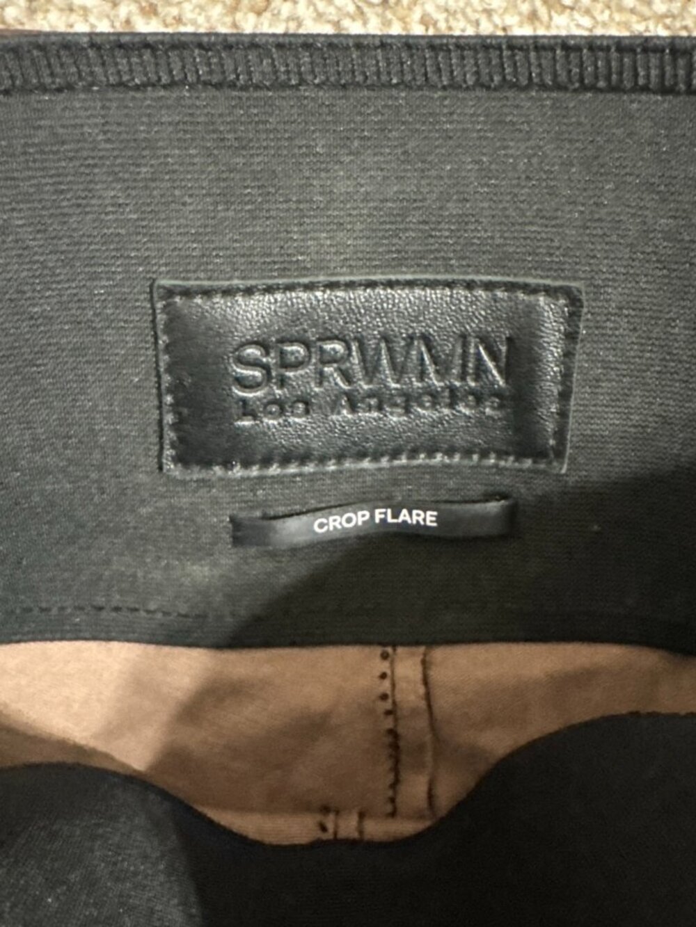 SPRWMN Los Angeles 100% Leather Crop Flare Brown Pants